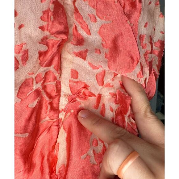 Josie Natori Coral White A-Line Full Skirt w/ pockets Silk Crepe Dress size 4 - Picture 10 of 13